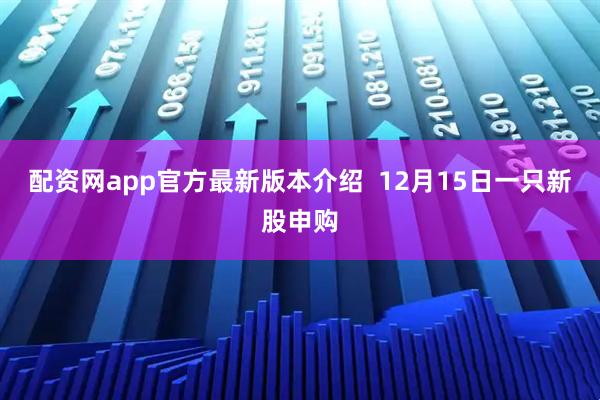 配资网app官方最新版本介绍 12月15日一只新股申购